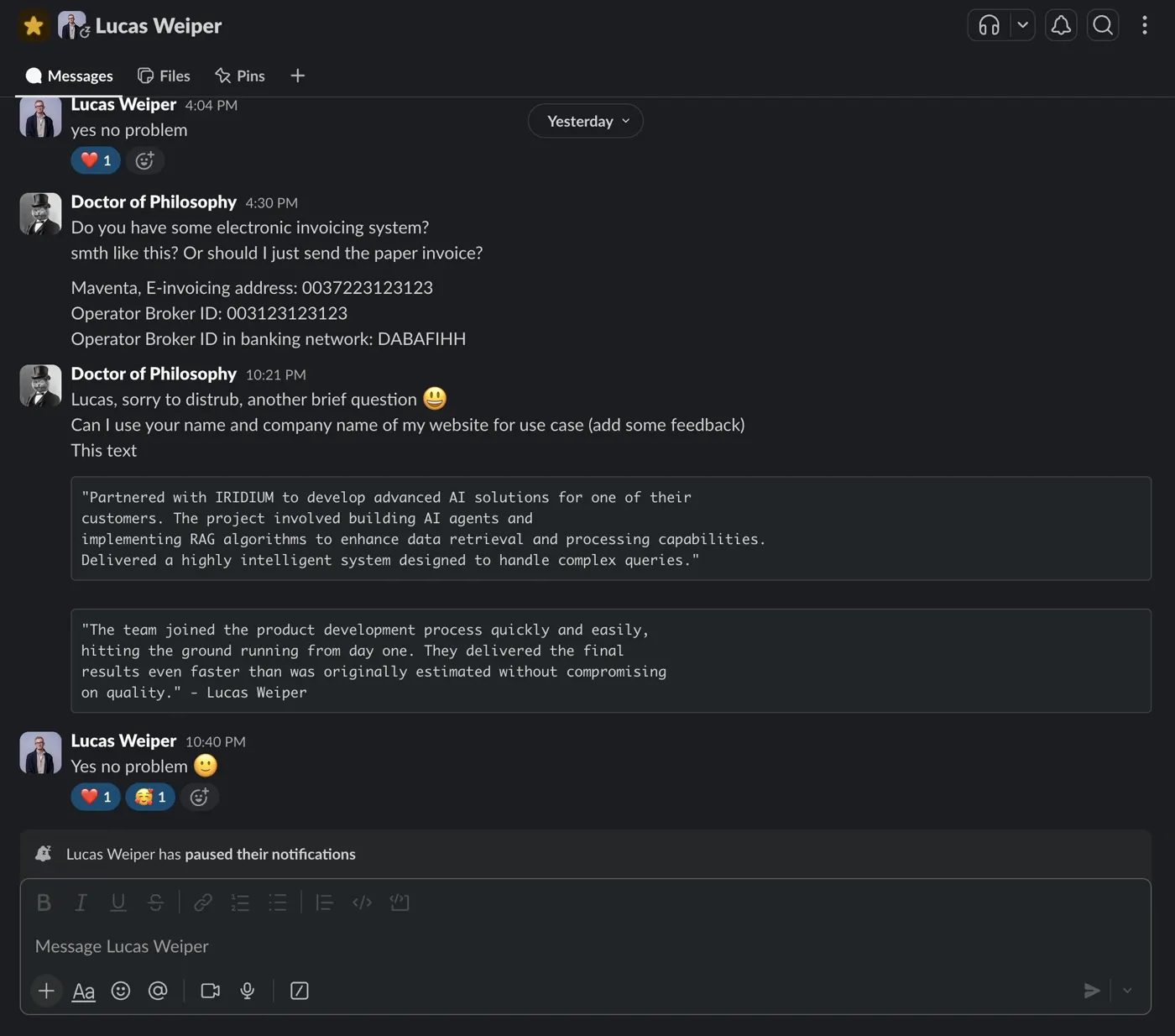 IRIDIUM — AI development