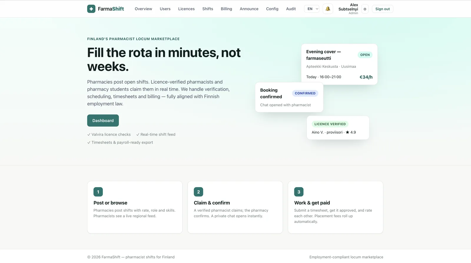 FarmaShift — screenshot